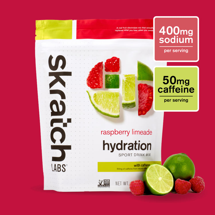 Hydration Sport Drink Mix, Resealable Bag - 20 serving, Raspberry Limeade (50mg Caffeine)
