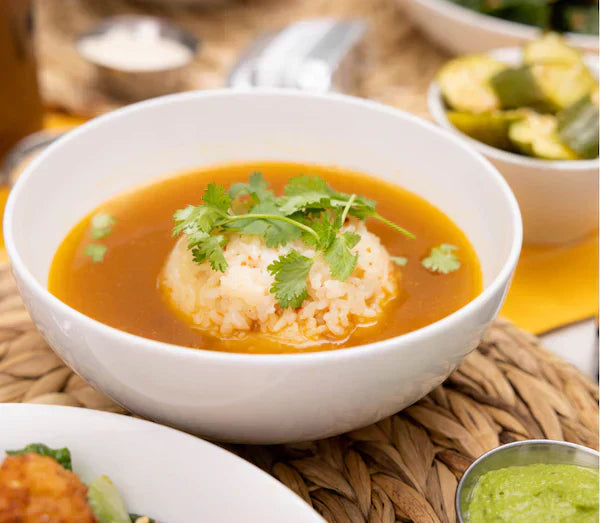 bowl of rice with soup