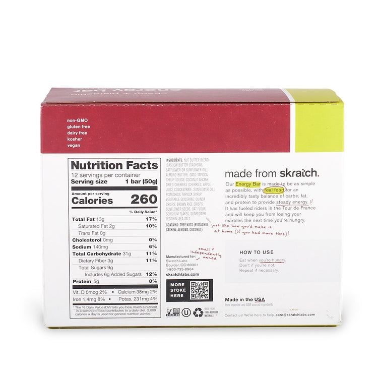 Energy Bar Sport Fuel - 12 Pack, Cherry + Pistachio
