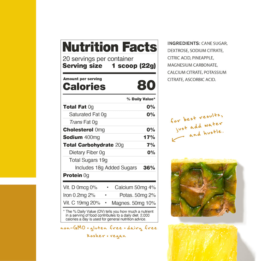 Skratch Labs Hydration Sport Drink Mix Pineapple Nutrition Facts