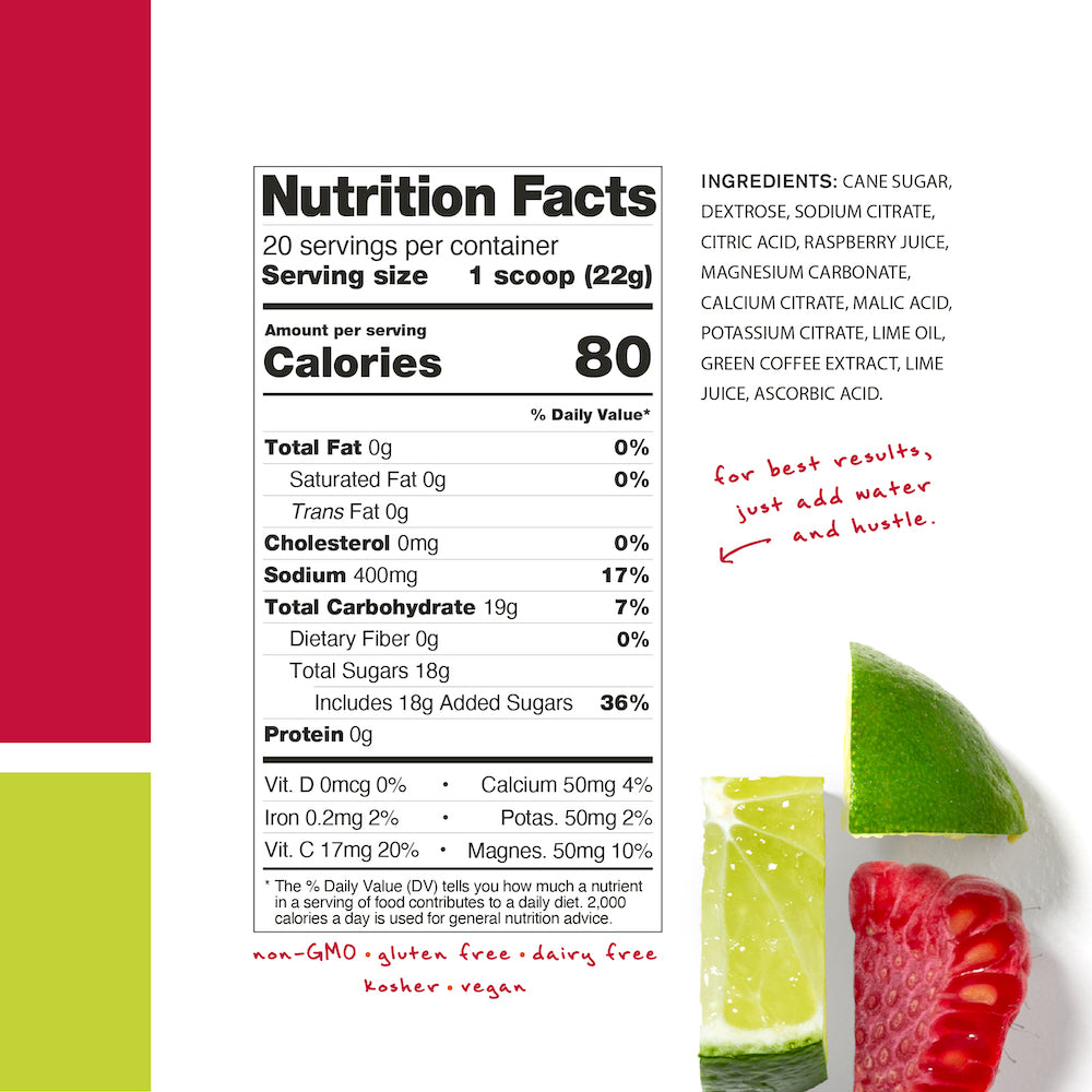 Skratch Labs Hydration Sport Drink Mix Raspberry Limeade Nutrition Facts