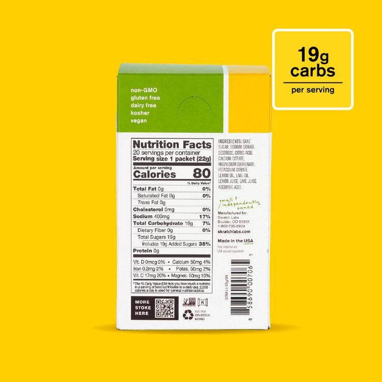 Hydration Sport Drink Mix - Single Serving 20 Pack, Lemon + Lime