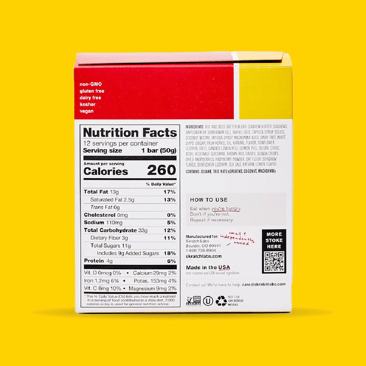 Energy Bar Sport Fuel - 12 Pack, Raspberry + Lemon