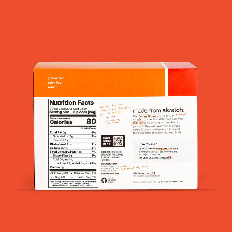 Energy Chews Sport Fuel - Single Pouch 10 Pack, Orange