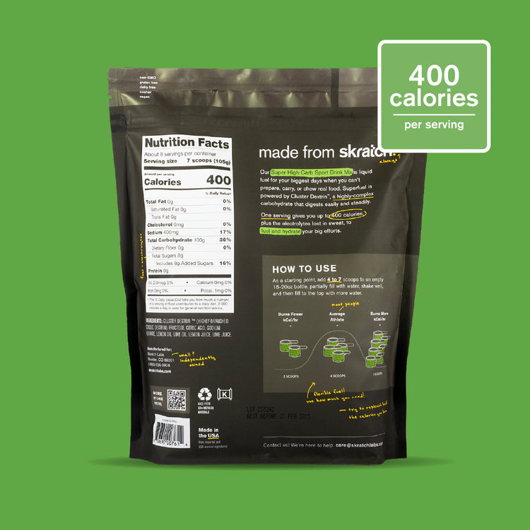 Super High-Carb Sport Drink Mix - Resealable Bag (3200 Calorie Bag), Lemon + Lime