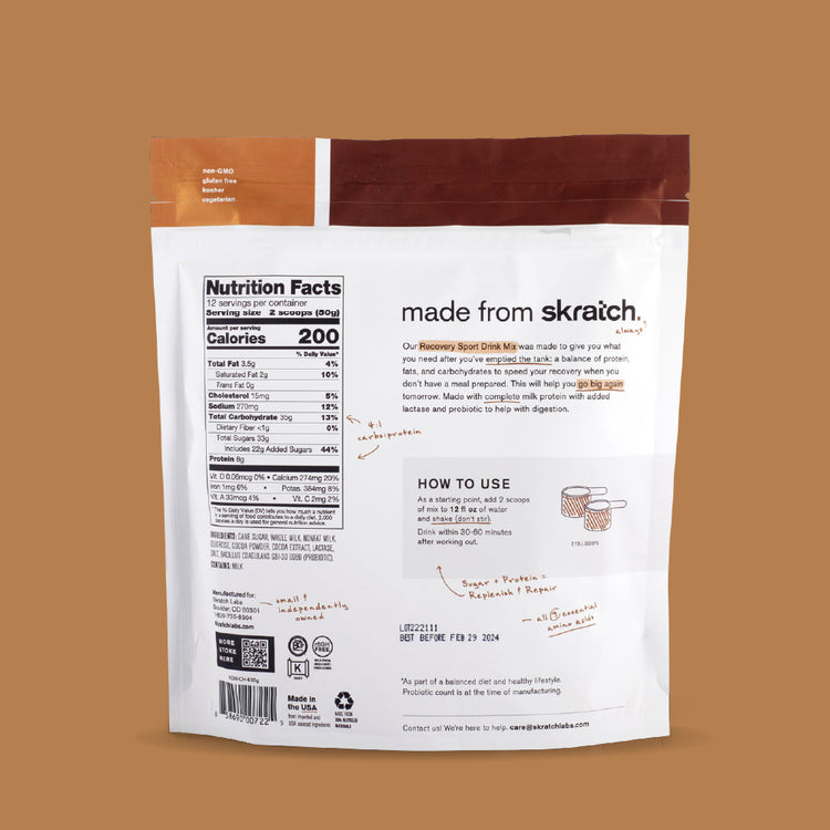 Recovery Sport Drink Mix - Resealable Bag - 12 Serving, Chocolate