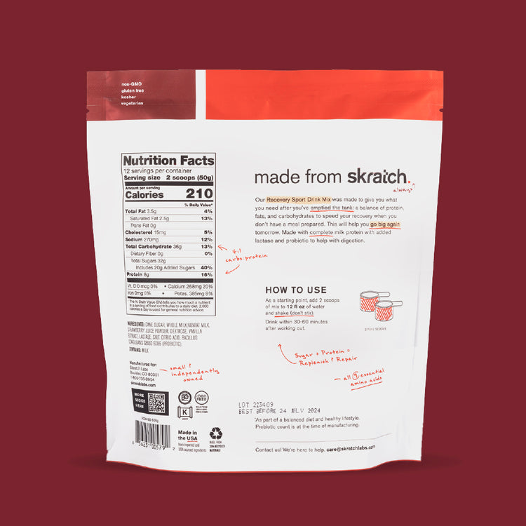 Recovery Sport Drink Mix - Resealable Bag - 12 Serving, Strawberries + Cream