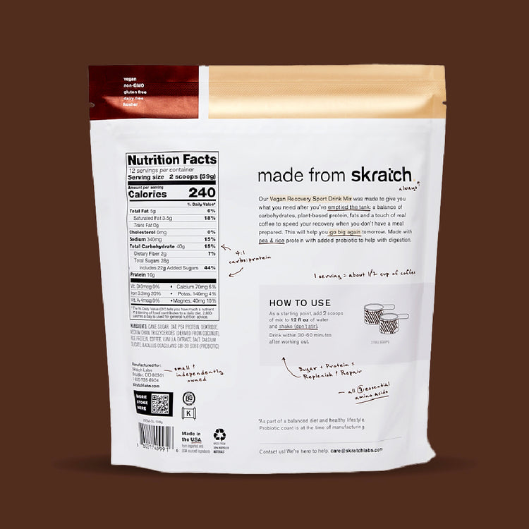 Recovery Sport Drink Mix - Resealable Bag - 12 Serving, Vegan Oat Milk Latte