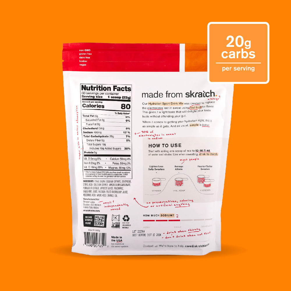 Hydration Sport Drink Mix - Resealable Bag - 60 serving, Fruit Punch