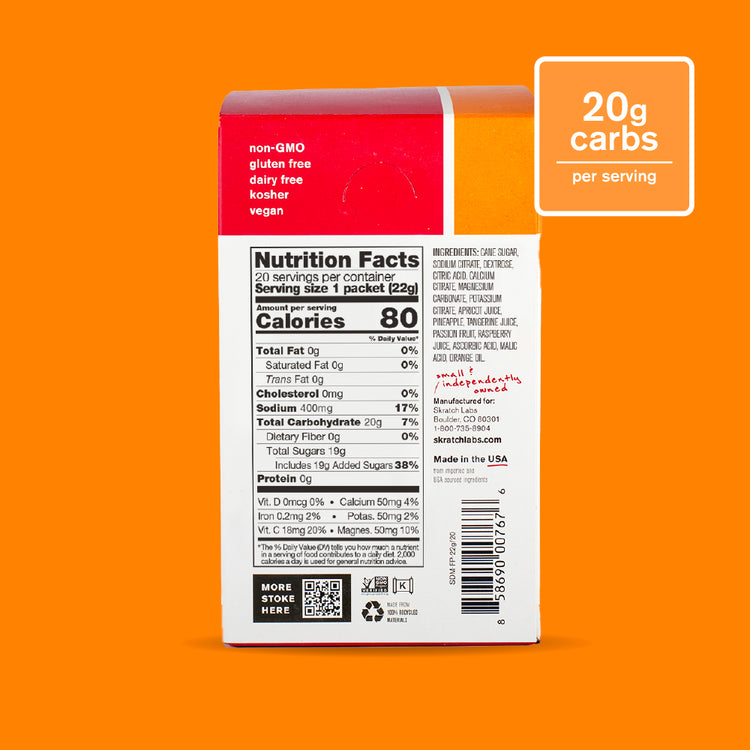 Hydration Sport Drink Mix - Single Serving 20 Pack, Fruit Punch