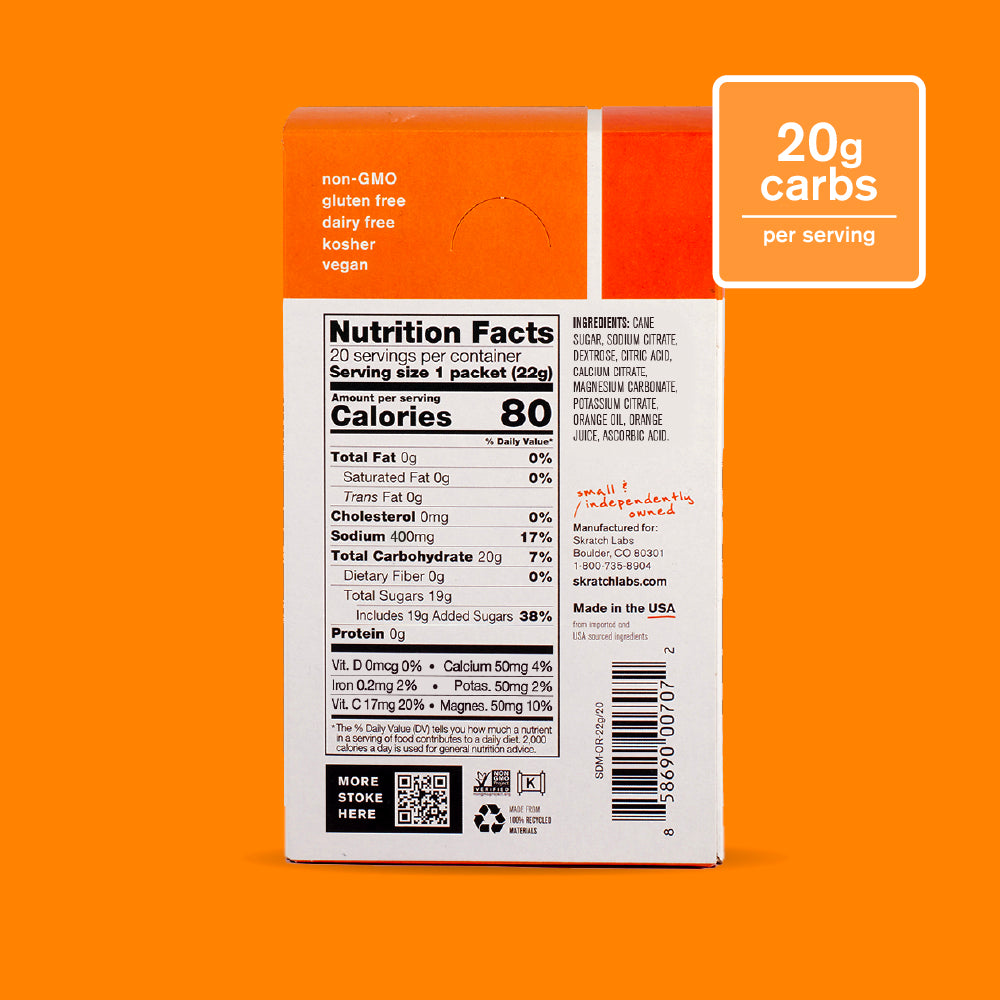 Hydration Sport Drink Mix - Single Serving 20 Pack, Orange