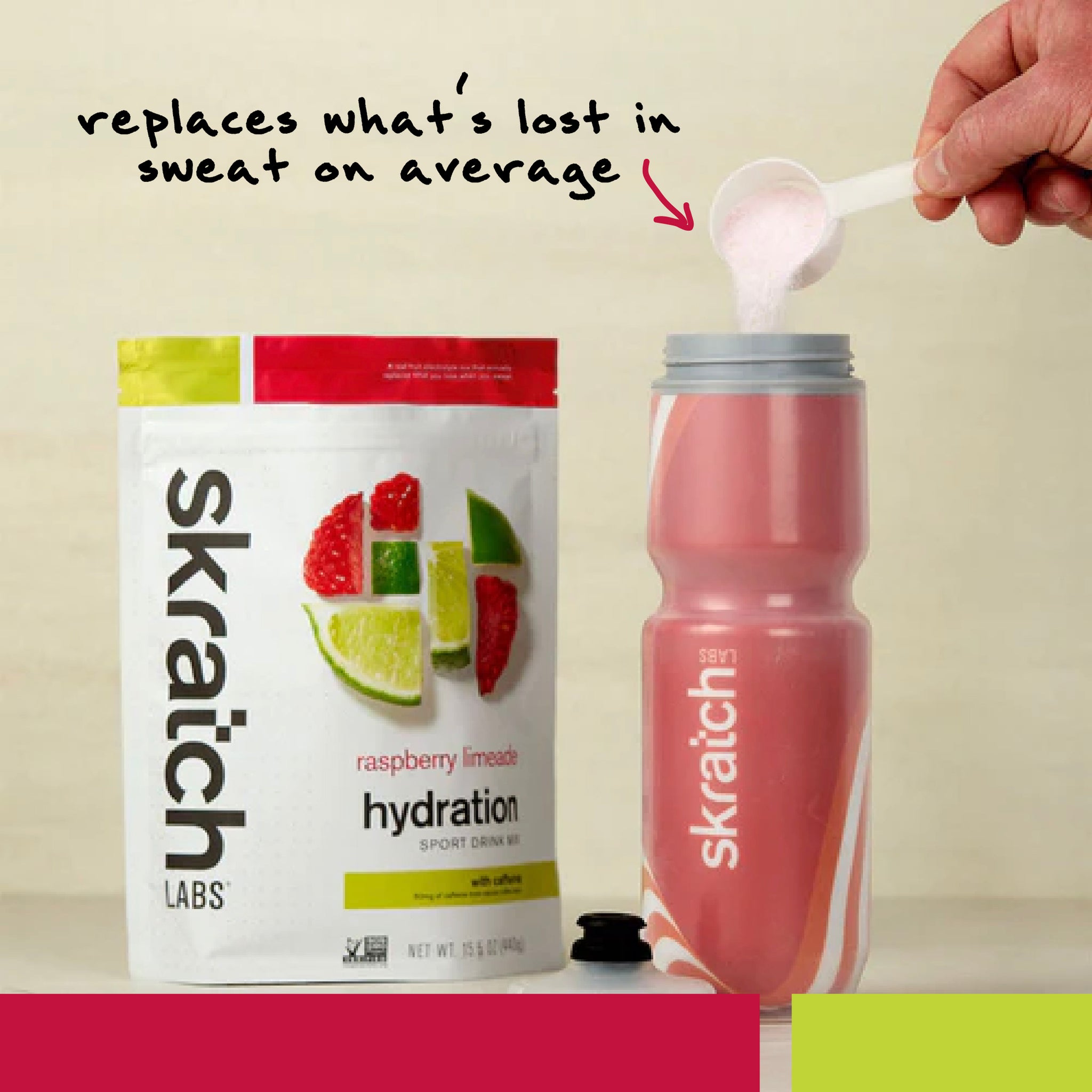 Hydration Sport Drink Mix, Resealable Bag - 20 serving,  Raspberry Limeade (50mg Caffeine)