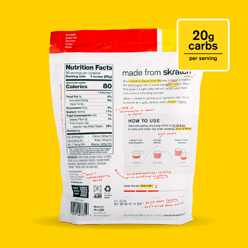 Hydration Sport Drink Mix - Resealable Bag - 60 serving, Strawberry Lemonade