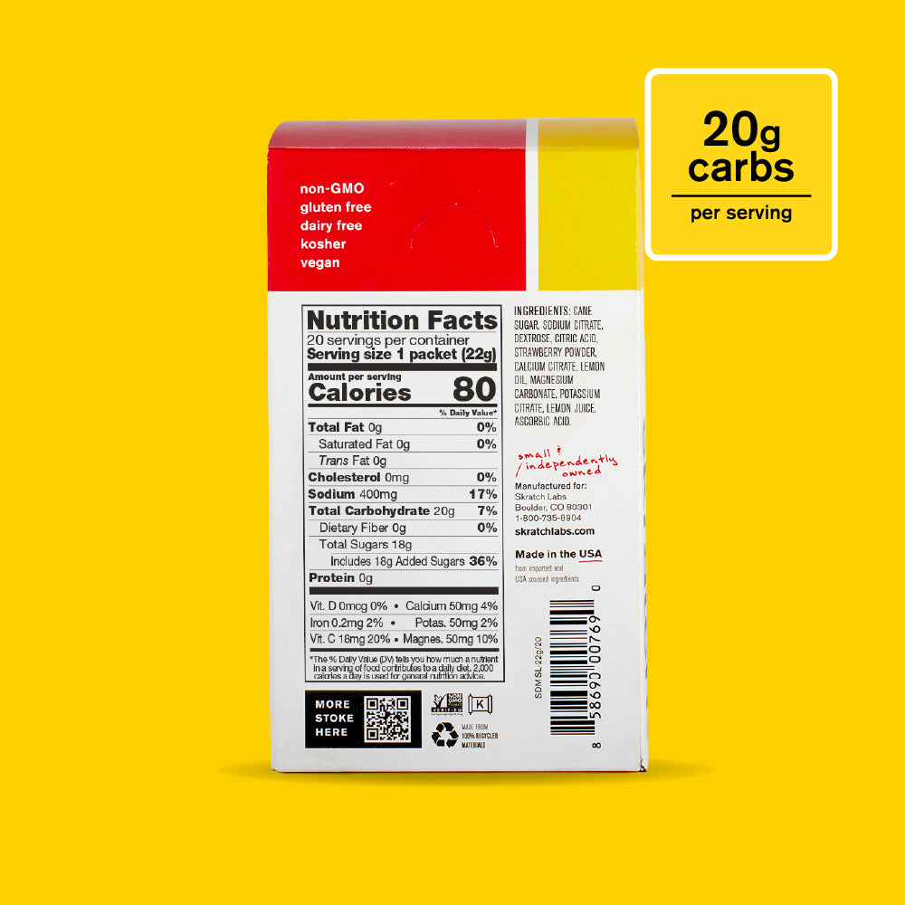 Hydration Sport Drink Mix - Single Serving 20 Pack, Strawberry Lemonade