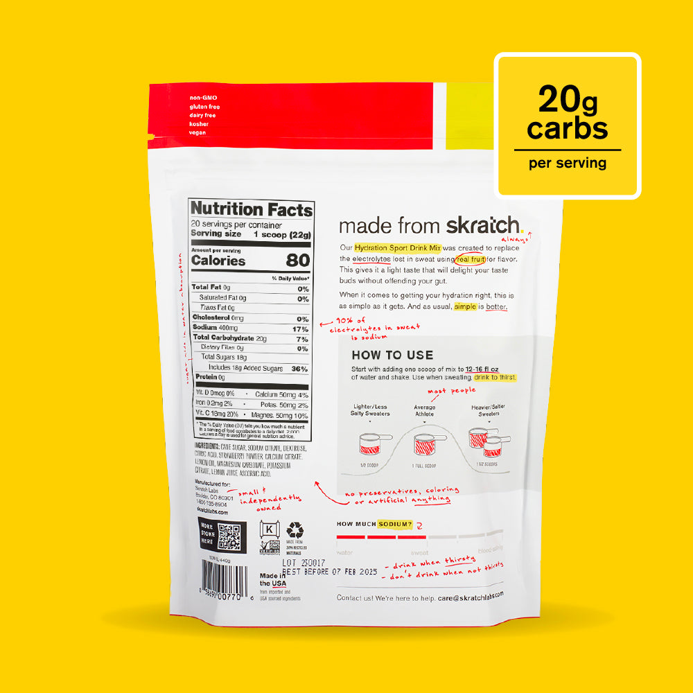 Hydration Sport Drink Mix - Resealable Bag - 20 serving, Strawberry Lemonade