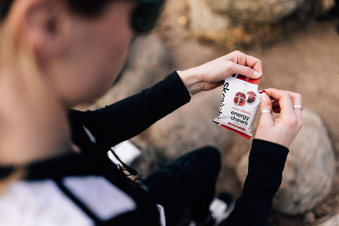 Skratch Labs Sour Cherry Energy Chews Sport Fuel with caffiene