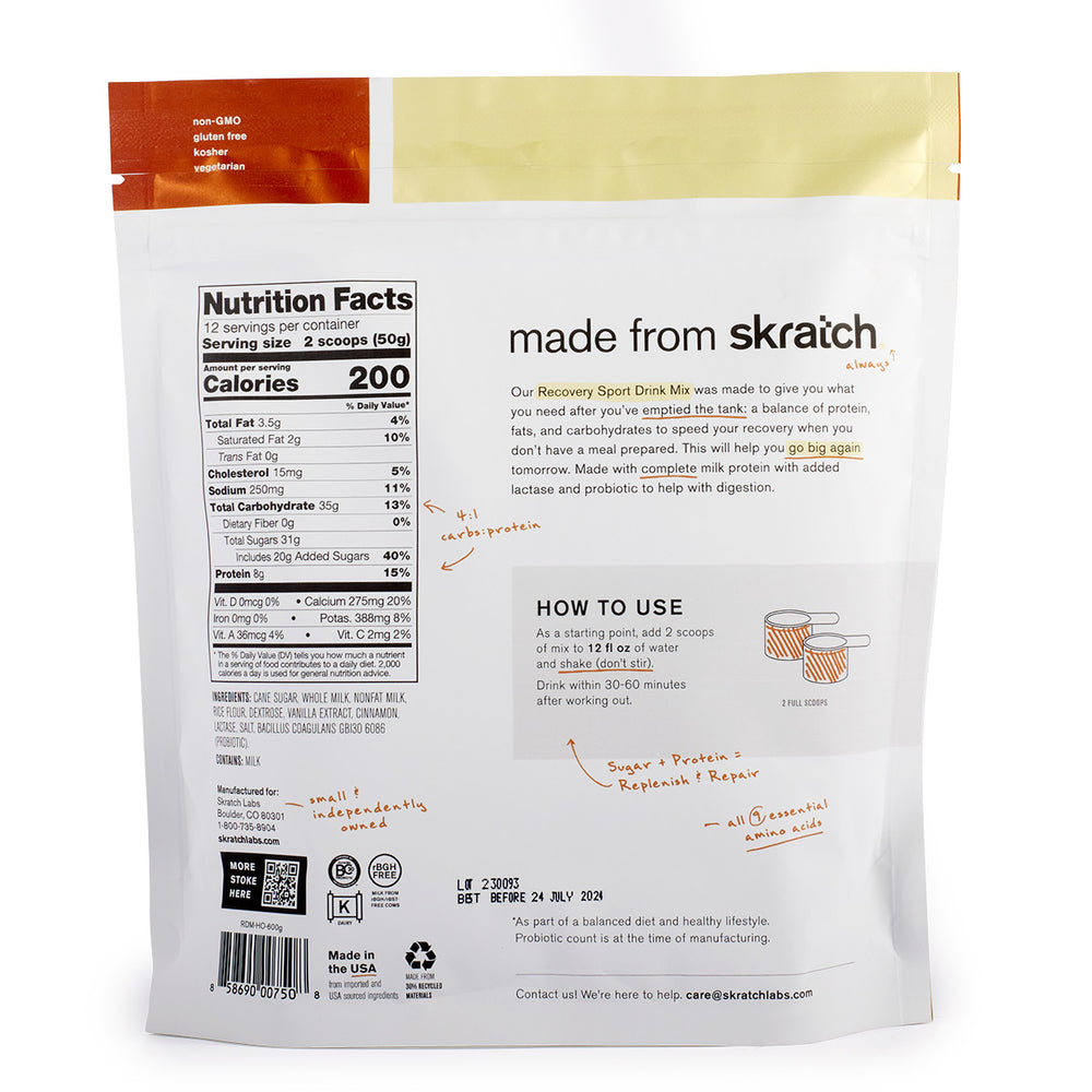 Skratch Labs Recovery Sport Drink Mix Horchata Back