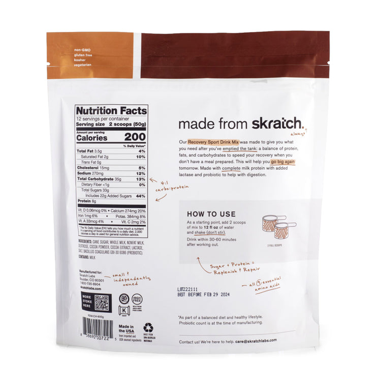 Skratch Labs Recovery Sport Drink Mix Chocolate Back