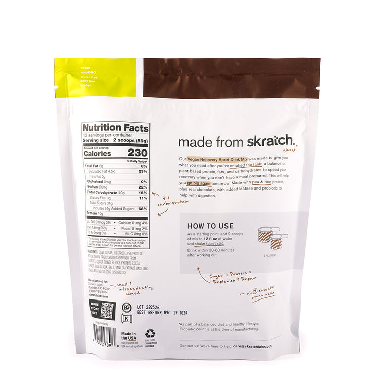 Skratch Labs Vegan Recovery Sport Drink Mix Back